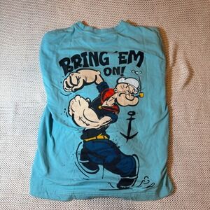The Souled Store Popeye Bring Em On Graphic Long Sleeve T-Shirt Blue Small